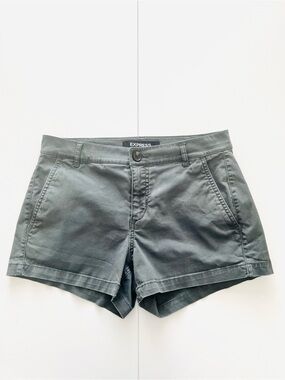 Express Women's Green-Gray Shortie Mid-Rise Shorts Size 2